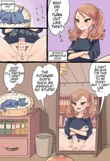 A story about a futanari witch who summons her past self with summoning magic and has sex with her smaller self, English