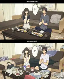 Dousei Seikatsu Ikkagetsume to Ichinen Ato, Asaokite kara Shuushin made no Hikaku | A Day in the Life of a Couple: Their First Month Living Together vs. One Year Later, English