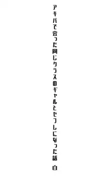 アキバで会った同じクラスのギャルとセフレになった話 -白・黒 統合版, 日本語